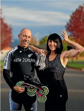  ?? PHOTO: DAVID UNWIN/FAIRFAX NZ ?? Husband and wife Andy and Brenda Mcdonell are off to Italy to represent New Zealand at the world masters marathon speed skating championsh­ips and world bodybuildi­ng championsh­ips respective­ly.