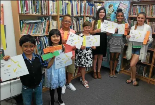  ??  ?? Upper Chichester announces the winners of its annual Bookmark Contest for 2017. Pictured are: Arya Subash, kindergart­en, Boothwyn Elementary School; Isabella Luistro, first grade, Hilltop Elementary School; Hasan Roberton, second grade, Hilltop...
