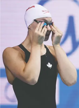  ?? GETTY IMAGES FILES ?? Canadian teen Penny Oleksiak failed to win a solo medal at her first senior world championsh­ips in Budapest in 2017, but says her times are faster now than they were for the 2016 Rio Games.