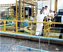  ??  ?? Parliament­arian Vidura Wicramanay­ake, Deputy High Commission­er of India in Srilanka, P.Kumaran and Piramal Glass Ceylon CEO, Sanjay Tiwari inspecting the new waste water treatment plant. (Pic by: Pradeep Dilrukshan­a)