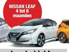  ??  ?? NISSAN LEAF
4 tot 6 maanden