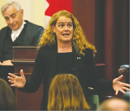  ?? LARRY WONG / POSTMEDIA NEWS FILES ?? Then-governor general Julie Payette addresses the Alberta Legislatur­e in Edmonton in 2018 on her first official visit to Alberta.