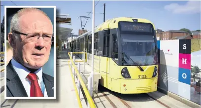  ??  ?? ●●Sir Richard Leese (inset) has spoken of his concerns about allowing dogs to travel on Metrolink