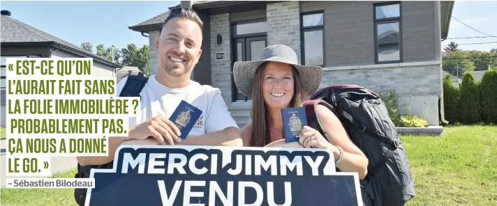  ?? PHOTO MARTIN ALARIE ?? Chanelle St-Laurent et Sébastien Bilodeau ont tout vendu pour faire le tour du monde. Il ne leur reste plus qu’un sac de 35 litres chacun. Ils partiront au début octobre.