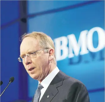  ?? THE CANADIAN PRESS FILES ?? Bank of Montreal CEO Bill Downe says the company’s employees know they are not in business to push products, after Toronto-Dominion Bank came under scrutiny for upselling clients.