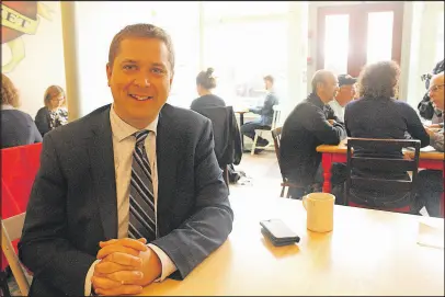  ?? James mcleod/the Telegram ?? Conservati­ve Party of Canada Leader Andrew Scheer is in St. John’s trying to reconnect and rebuild the party after years of deep animosity within the province.