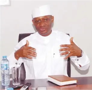  ?? Photo: Abdul Musa ?? Chairman/CEO of National Hajj Commission of Nigeria, Barr. Abdullahi Muktar Muhammed, during his courtesy visit to Media Trust Headquarte­rs in Abuja yesterday