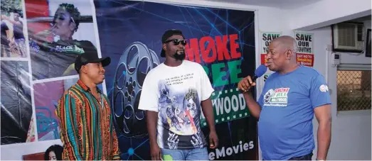  ??  ?? Rappers for No-to- Smoking Music Video, Reflex, Zadok and Executive Director, CAPPA, Akinbode Oluwafemi at the event