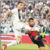  ??  ?? Juventus’ Cristiano Ronaldo tries to score during an Italian Serie A soccer match between Juventus and Genoa at the Alliance Stadium inTurin, Italy on Oct 20. (AP)