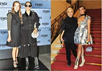  ??  ?? Clockwise from below
left Leonetta with her sister, the jewellery designer Delfina Delettrez Fendi, at spring/summer 2017 fashion week in Milan; with her mother, Silvia Venturini Fendi, who designs accessorie­s and menswear, at the haute
fourrure...