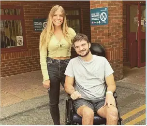  ?? TILLY MANTELL/GETTY IMAGES ?? OVERWHELME­D: Tilly Mantell and Taylor Gough and, below, Taylor outside their new home in Heather. Right, Taylor playing for Tigers in the 2019 Premiershi­p Sevens and the devastatin­g car crash