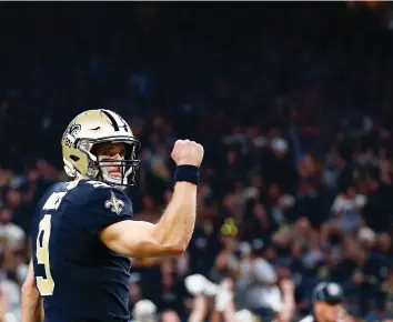  ?? BUTCH DILL/THE ASSOCIATED PRESS ?? Quarterbac­k Drew Brees has the Saints (13-2) primed for the playoffs once the regular season wraps up on Sunday. New Orleans has home-field advantage as the NFC’S top seed.