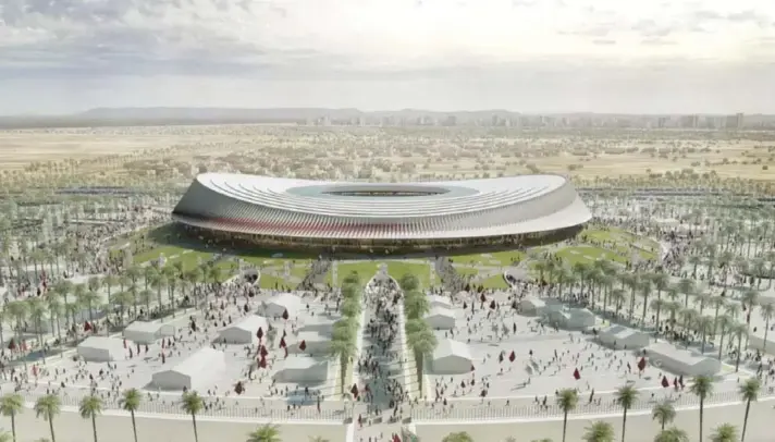  ?? ?? ► El Gran Estadio Casablanca (en el render) será el más grande del mundo, con una capacidad para 115 mil espectador­es.