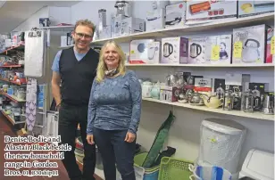  ??  ?? Denise Bodie and Alastair Black beside the new household range in Gordon Bros. 01_B30ship01