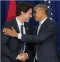  ?? AFP/GETTY IMAGES ?? Justin Trudeau and Barack Obama seemed to hit it off Thursday during the leaders’ first formal meeting.