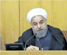  ?? THE ASSOCIATED PRESS ?? Iranian President Hassan Rouhani speaks during a cabinet meeting in Tehran, Iran, Wednesday. Iran’s president said Wednesday that his country will stand up to the United States and reciprocat­e for any new sanctions that America imposes on the Islamic...