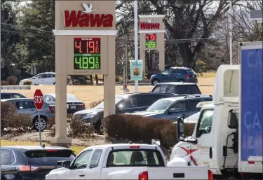  ?? READING EAGLE ?? The price for unleaded gasoline at Wawa on Perkiomen Avenue in Exeter Township on March 4.