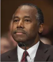  ?? AP FILE ?? Housing and Urban Developmen­t Secretary-designate Ben Carson testifies on Capitol Hill in Washington. The next Trump administra­tion Cabinet nominee up for a vote in the Senate is celebrated neurosurge­on Ben Carson.