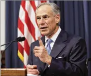  ?? ERIC GAY / AP ?? Gov. Greg Abbott’s office says his Wednesday tweet about Texas unemployme­nt referred to September data. Abbott’s office was sent October data on Thursday, according to the workforce commission.