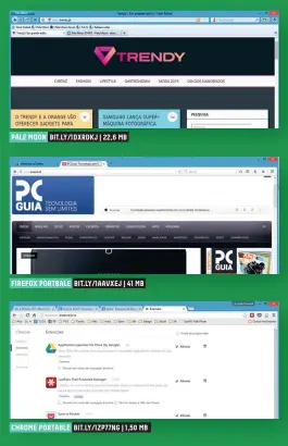  ??  ?? PALE MOON BIT.LY/1DXRDKJ | 22,6 MB
FIREFOX PORTBALE BIT.LY/1AAVXEJ | 41 MB
CHROME PORTABLE BIT.LY/1ZP77NG | 1,50 MB