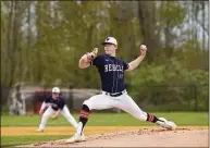  ?? H John Voorhees III / Hearst Connecticu­t Media ?? New Fairfield’s Braden Quinn pitches against Newtown on May 3.