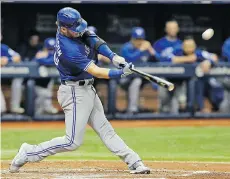  ?? CHRIS O’MEARA/THE ASSOCIATED PRESS ?? Blue Jays’ Josh Donaldson connected for a three-run home run off Tampa Bay Rays’ starting pitcher Matt Moore Wednesday but felt tightness in his calf and left the game later.