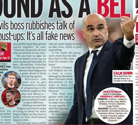  ?? ?? CALM DOWN Boss Martinez has denied there is a trouble in the camp