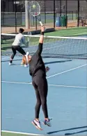  ?? Doug Walker ?? Americans Catherine Harrison and Sophia Whittle battle in their doubles’ semifinal match against Olga Govortsova of Belarus and Jovana Jovic of Serbia at the Rome Tennis Center on Friday.