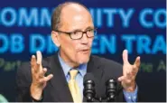  ?? ASSOCIATED PRESS FILE PHOTO ?? Then-Labor Secretary Tom Perez speaks in the White House compound Sept. 29, 2014, in Washington. Perez and Minnesota Rep. Keith Ellison are leading contenders to take the reins at the Democratic National Committee.