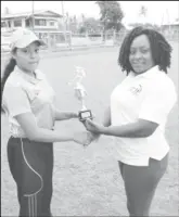  ??  ?? Jamie Campbell accepts her player of the match award