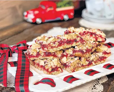  ?? CONTRIBUTE­D ?? Filled with festive flavours, Glenda Truit, from Gander, N.L., loves making Holiday Cranberry and Almond Oat Bars each Christmas.