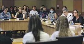  ?? K.C. Alfred San Diego Union-Tribune ?? SDSU PRESIDENT Adela de la Torre, right, addresses the Associated Students Wednesday, saying sexual assault “is something that lives with me day to day.”