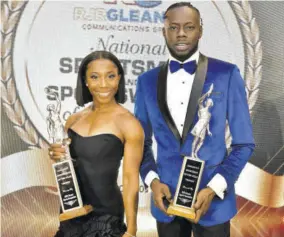  ?? (Photo: Garfield Robinson) ?? Shelly-ann Fraser Pryce and Rasheed Broadbell were named sportswoma­n and sportsman of the year.