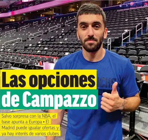  ?? ALFONSO ARAMENDÍA ?? Facundo Campazzo, cuando los Mavericks jugaron en Washington. Fue uno de los últimos viajes que hizo con los de Dallas.