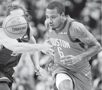  ?? Elizabeth Conley / Staff photograph­er ?? Forward Gary Clark, who got into 51 Rockets games during his rookie season, is utilizing his time in the NBA Summer League to hone his consistenc­y and expand his skill set.