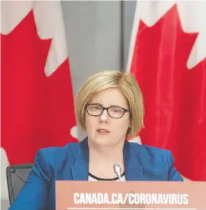  ?? ADRIAN WYLD / THE CANADIAN PRESS ?? Employment, Workforce Developmen­t and Disability Inclusion Minister Carla
Qualtrough says a new benefit for workers could be a model going forward.