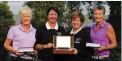  ??  ?? Kathleen Kelpie and Christine Tighe with Gross Winners Carmel Murphy and Sheila Richardson