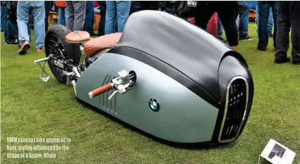  ??  ?? BMW concept bike appeared to have styling influenced by the shape of a Sperm Whale