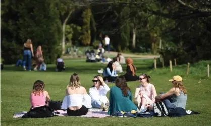  ?? Photograph: Neil Hall/EPA ?? People picnicking in Regents Park, London. ‘As lockdown eases, the idea of having to hold a conversati­on with someone other than my partner fills me with both excitement and dread.’