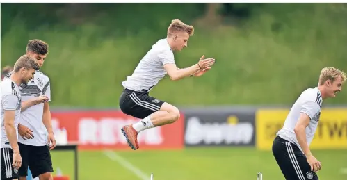  ?? FOTO: AP ?? Auf dem Sprung (v.l.): die Nationalsp­ieler Timo Werner, Kai Havertz, Marco Reus und Julian Brandt.