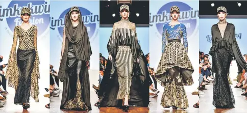  ??  ?? Some of the dazzling creations presented by Limkokwing Fashion Club at Singapor Fashion Week.