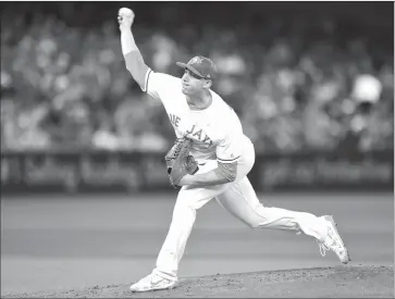  ?? THE CANADIAN PRESS/FRANK GUNN ?? Toronto Blue Jays starting pitcher Aaron Sanchez (41) throws against the Seattle Mariners during first inning American League baseball action in Toronto, Sunday, May 14, 2017.