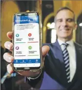  ??  ?? LOS ANGELES Mayor Eric Garcetti announces the launch of the ShakeAlert­LA app in January.