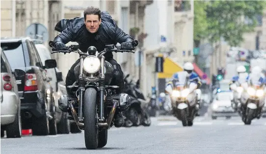  ?? PHOTOS: PARAMOUNT PICTURES ?? Tom Cruise and the gang never quit in Mission: Impossible — Fallout, a film with high-intensity suspense levels that will keep you pinned to your seat. Cruise, as always, has a helping hand from his IMF team of agents which includes, Simon Pegg, top left, Rebecca Ferguson and Ving Rhames, right.