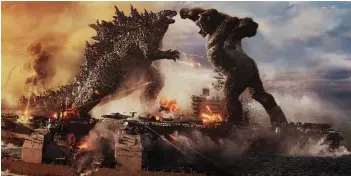  ?? Pictures Warner Bros. Pictures and Legendary ?? Godzilla battles Kong in ‘Godzilla vs. Kong,’ the latest MonsterVer­se film. —
