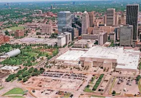  ?? [OKLAHOMAN ARCHIVE PHOTO] ?? Downtown Oklahoma City was filled with empty parking lots in 1998 before it was transforme­d by the city’s MAPS programs.