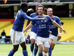  ?? (Getty) ?? Ben Chilwell scored a spectacula­r long-range goal to give Leicester a late lead