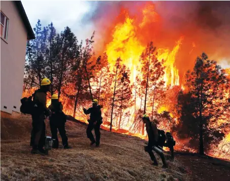  ?? Reuters ?? Environmen­tal extremes such as wildfires are becoming more frequent and intense, researcher­s say, forcing insurers to reconsider their risk strategies.