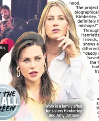  ??  ?? Kimberley Datnow as Henrietta, with Tanner Rittenhous­e as Nolan in Daddy Issues
Work is a family affair for sisters Kimberley
and Amy Datnow