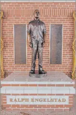  ?? Eric Classen Special to the Las Vegas Review-journal ?? A statue in memory of arena benefactor Ralph Engelstad, a University of North Dakota graduate and an independen­t Las Vegas casino owner.